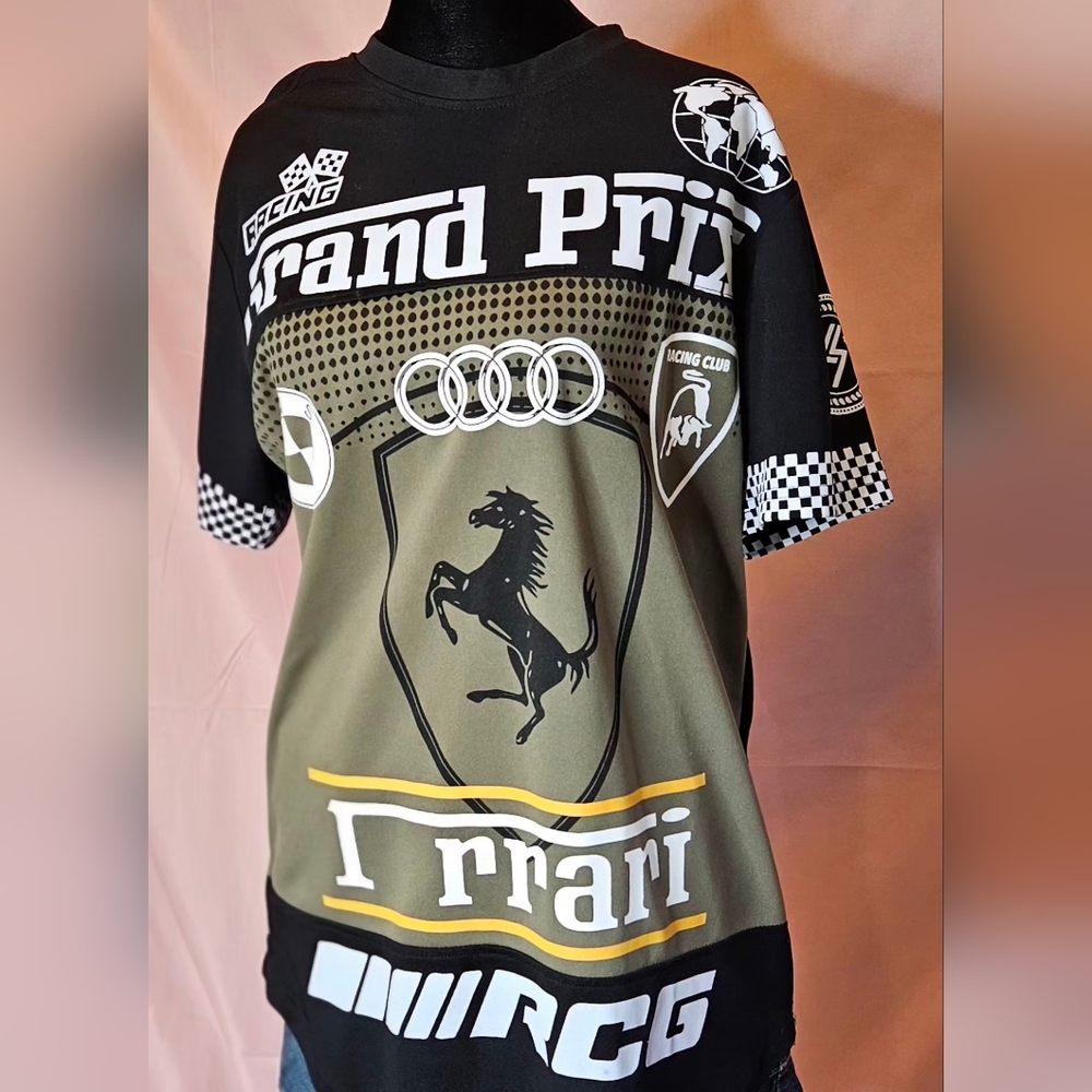 Grand Prix Racing Graphic T-Shirt Logos Ferrari Audi Lambo Sz M